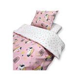 Bebek Özel%100 Pamuklu Çocuk Yatak Seti, 100x150 cm, Pembe Unicorn, 3 Parça (Çarşaf, Yorgan, Yastık)