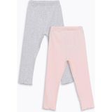 Bebek Pembe Beli Lastikli Basic Kız Bebek Pijama Alt 2'li - Pink - 3 - 6 Ay