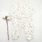Bebek Star Ay Yıldız Desenli Krem Kız Bebek Tulumu Cotton - 6 - 9 Ay