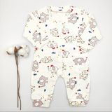 Bebek Star Fil Desenli Krem Bebek Tulumu %100 Cotton - 0 - 3 Ay