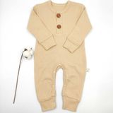 Bebek Star Fitilli İki Düğmeli Vizon Uzun Kollu Bebek Tulumu %100 Cotton - 0 - 3 Ay - Sütlü Kahve