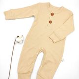 Bebek Star Fitilli İki Düğmeli Vizon Uzun Kollu Bebek Tulumu %100 Cotton - 3 - 6 Ay - Sütlü Kahve