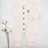 Bebek Star Fitilli Şapkalı Açık Pembe Kız Bebek Tulumu %100 Cotton - 6 - 9 Ay