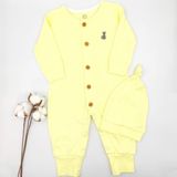 Bebek Star Fitilli Şapkalı Sarı Bebek Tulumu %100 Cotton - 6 - 9 Ay - Açık Sarı