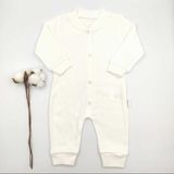 Bebek Star Fitilli Uzun Kollu Krem %100 Cotton Bebek Tulumu - 0 - 3 Ay - Ekru
