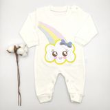 Bebek Star Gökkuşağı Baskılı Krem %100 Cotton Bebek Tulumu - 6 - 9 Ay - Ekru