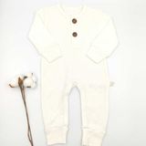 Bebek Star İki Düğmeli Krem %100 Cotton Bebek Tulumu - 6 - 9 Ay - Ekru