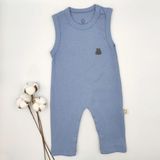 Bebek Star İndigo Mavi Kolsuz Fitilli Bebek Tulumu %100 Cotton - 3 - 6 Ay - Koyu Mavi