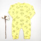 Bebek Star Kedi ve Köpek Desenli Sarı %100 Cotton Bebek Tulumu - 3 - 6 Ay