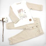 Bebek Star Let's Play Krem-Vizon Bebek Eşofman Takım %100 Cotton - 6 - 9 Ay