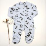 Bebek Star Panda Desenli Patikli Açık Mavi Bebek Tulumu %100 Cotton - 6 - 9 Ay