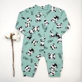 Bebek Star Panda Desenli Petrol Yeşili Bebek Tulumu %100 Cotton - 6 - 9 Ay