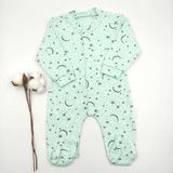 Bebek Star Patikli Ay Yıldız Desenli Su Yeşili Kız Bebek Tulum %100 Cotton - 6 - 9 Ay