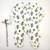 Bebek Star Penguen Desenli Krem %100 Cotton Bebek Tulumu - 3 - 6 Ay