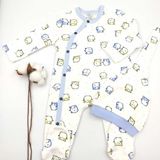 Bebek Star Şapkalı Patikli Mavi ve Krem İkili Bebek Tulumu %100 Cotton - 0 - 3 Ay - Bebek Mavisi