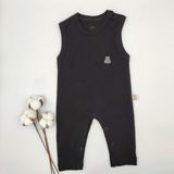Bebek Star Siyah Kolsuz Fitilli Bebek Tulumu %100 Cotton - 0 - 3 Ay - Koyu Siyah