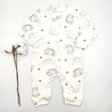 Bebek Star Unicorn Desenli Krem Bebek Tulumu %100 Cotton - 0 - 3 Ay - Beyaz