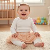 Bebek Tül Puantiyeli Pudra Renk Etek BB2180