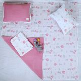 Bebek Uyku Seti, Bebek Battaniyesi, Çarşaf, Müslin Yastık, Kız Bebek, Pamuk, Fermuarlı Çok Amaçlı Set - Pembe