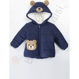 Bebek Vadisi Ayıcıklı Içi Peluş Kürklü Fermuarlı Kapitone Kapüşonlu Kar Şişme Kışlık Erkek Bebek Mont Çocuk Kaban - Lacivert - 6 - 7 Yaş
