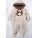 Bebek Vadisi Panda Içi Peluş Patikli Kar Kapüşonlu Kışlık Kız Erkek Bebek Astronot Tulum Kozmonot Mont Çocuk - Bej - 18 Ay