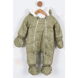 Bebek Vadisi Yeni Eldivenli Kapüşonlu Patikli Içi Peluş Çocuk Kar Kışlık Erkek Bebek Astronot Tulum Kozmonot Mont - Haki - 6 - 9 Ay