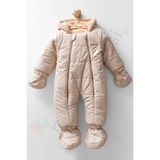 Bebek Vadisi Yeni Içi Peluş Kapüşonlu Patikli Eldivenli Kar Kışlık Çocuk Erkek Bebek Astronot Tulum Kozmonot Mont - Bej - 6 - 9 Ay