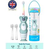 Bebek ve Çocuk Diş Fırçası - Şarjlı - Çok Renkli Disko Işıklı - 0-10 Yaş - Koala - Turkuaz