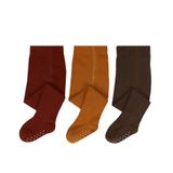 Bebek ve Çocuklar İçin Külotlu Çorap | 3 Çift Pamuklu Kaymaz Taban Yumuşak Unisex Çoraplar | Bebekler ve Yeni Yürümeye Başlayan Çocukları İçin Tayt Çoraplar (Kiremit-Hardal-Kahverengi, 6-12 Ay)