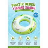 Bebek Yüzme Simidi Süngerli Ebeveyn Tutma Yerli Çift Emniyetli Bas Şişir Pratik Yeşil Simit