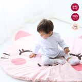Bebekevi %100 Pamuk Bebek Çocuk Oyun Halısı Çocuk Oyun Matı , Yenidoğan Emekleme Matı,aktivite Oyun Matı - Pembe - 80 x 100 cm