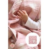 Bebekevi 2 Katlı Jakarlı Müslin Bebek Battaniyesi %100 Pamuk Nefes Alabilen Yenidoğan Örtüsü - Pembe