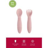 Bebekevi Bpa Free Silikon Bebek Kaşık Çatal Seti Ergonomik Kaymaz Tutuş - Pembe