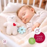 Bebekevi Bpa Free Silikon Diş Kaşıyıcı ve Çıngıraklı Peluş Oyuncak - Bebek Ayıcık Oyuncak - Beyaz