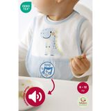 Bebekevi Düdüklü Cepli Sıvama Mama Önlüğü - Smiling Dino Mavi Çocuk Mama Önlüğü - Açık Mavi - 6 - 18 Ay