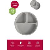 Bebekevi Silikon Bebek Tabağı Vakumlu Bölmeli Silikon Bebek Mama Tabağı – Bpa Free - Gri