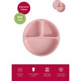 Bebekevi Silikon Bebek Tabağı Vakumlu Bölmeli Silikon Bebek Mama Tabağı – Bpa Free - Pembe