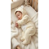 bebek_iklimi İsimli Peluş Bebek Tulumu 0-12 Ay – Ayıcık Kapüşonlu Tulum Patikli