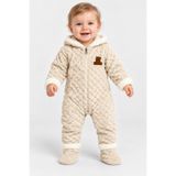 BEBEKİZ Bebek Astronot Tulum Kışlık Peluş Kapüşonlu Fermuarlı Panduflu Patikli Unisex Bebek Welsoft Tulum