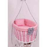 Bebekonfor Sepet Beşik için 50x90 cm Pembe Gri Yildizli Kıvırmalı Uyku Seti