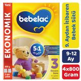 Bebelac 3 800 gr Devam Sütü 4'lü Paket 9-12 Ay Bebekler İçin Özel İçerik