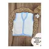 Bebella Bebek Yeleği Mavi-beyaz Mevsimlik %1oo Pamuklu Kız Erkek Bebek Çıtçıtlı Kolsuz Kapitone Bebek Yelek
