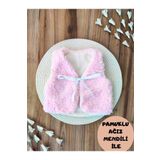 Bebella Pembe Kız Bebek Yeleği Welsoft Kumaş İç Kısmı Pamuklu Önden Kurdeleli Yenidoğan Yelek