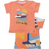 Bebelop Baskılı Geometrik Desenli T-shirt 2'li Set TURUNCU 12-18 AY