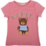 Bebelop Bisiklet Yaka Ayıcık Baskılı University T-Shirt - 6 Yaş - Pembe