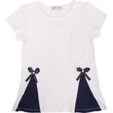 Bebelop Bisiklet Yaka Kurdele Detaylı T-Shirt - 10 Yaş - Beyaz