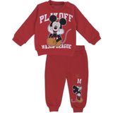 Bebelop Erkek Bebek Mickey Mouse Baskılı Yazı 2'li Alt Üst Eşofman Takım - 6 Ay - Kırmızı