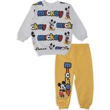Bebelop Erkek Bebek Mickey Mouse Baskılı Yazılı 2'li Alt Üst Takım - Sarı - 3 Ay
