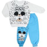 Bebelop Erkek Çocuk Mickey Mouse Resim Baskılı 2li Alt Üst Eşofman Takım - 3 Ay - Mavi