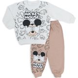 Bebelop Erkek Çocuk Mickey Mouse Resim Baskılı 2li Alt Üst Eşofman Takım - 9 Ay - Kahverengi